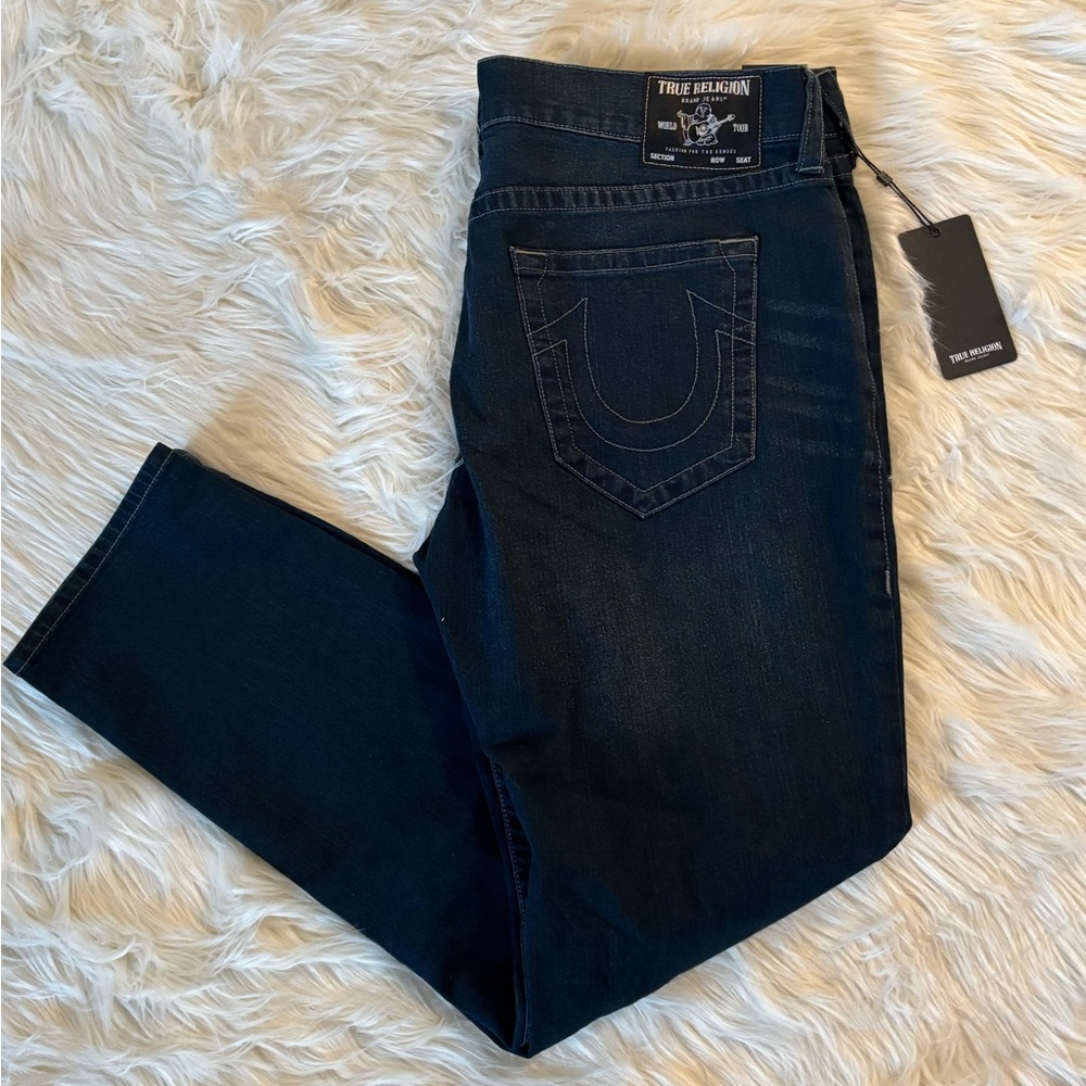 NWT True Religion ROCCO relaxed skinny jeans W38 L32 dark wash